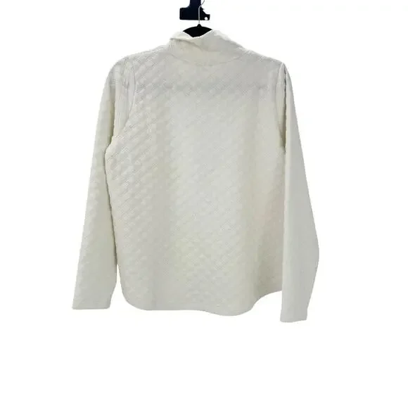 J. Crew Quilted Mock Neck Pullover Sweater Long Sleeve Ivory Size Medium NWT - Picture 7 of 12